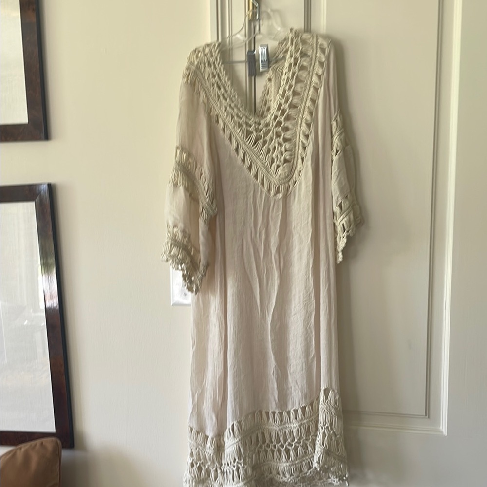Bohemian Cream Crochet Maxi Dress
